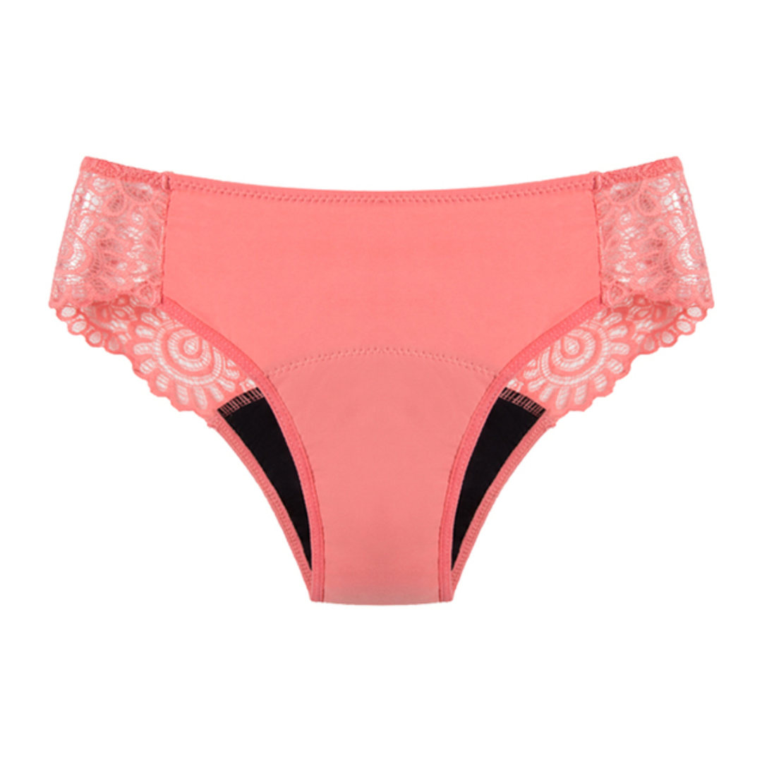 Auslaufsichere elegante Unterhose mit Spitze – Einzelnes Paar